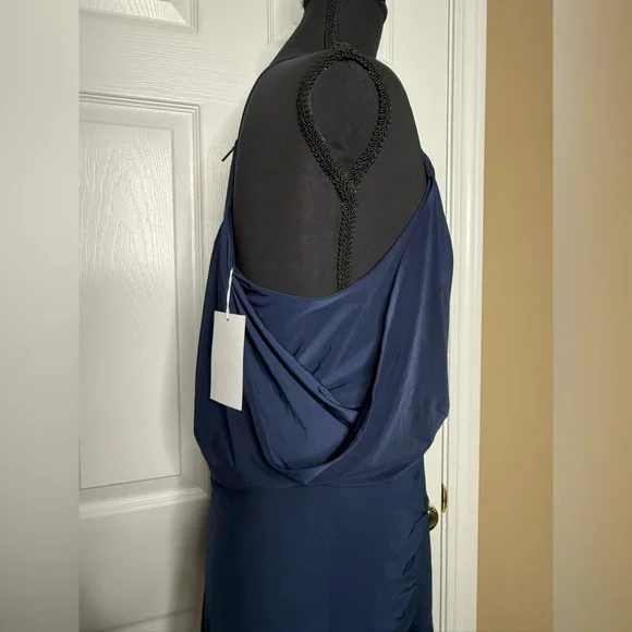 MISA Los Angeles | Domino Tie Front Midi Dress in Midnight - Picture 5 of 7